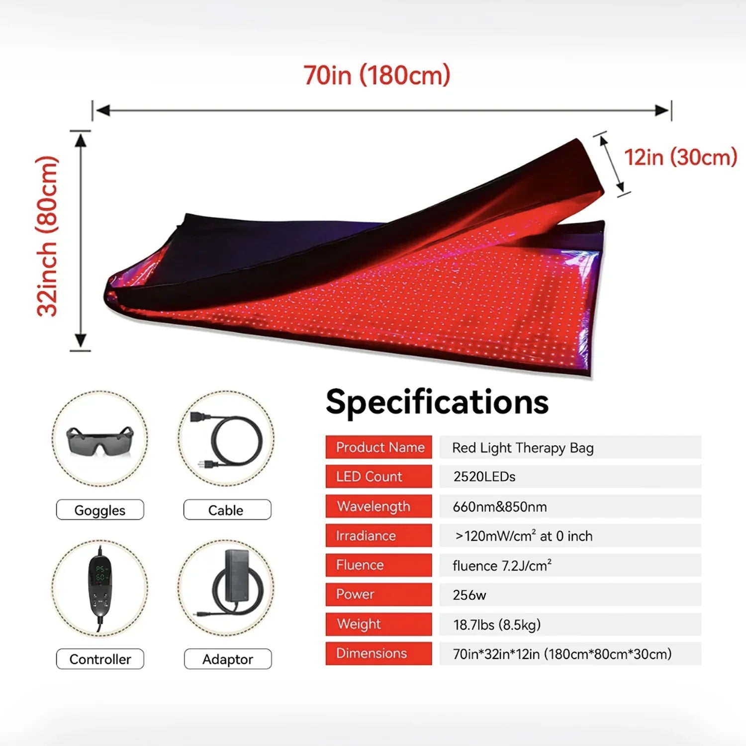 Megelin Red and Infrared Light Therapy Bag